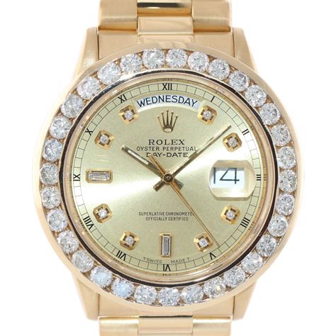 rolex 36mm 3 carat diamond baguette bezel|Rolex president diamond bezel.